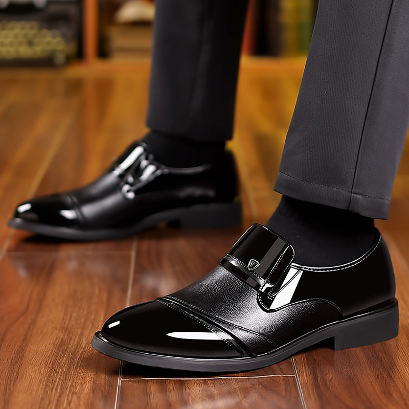 High end shiny business dress leather shoes, height increasing set feet, suit shoes, men&