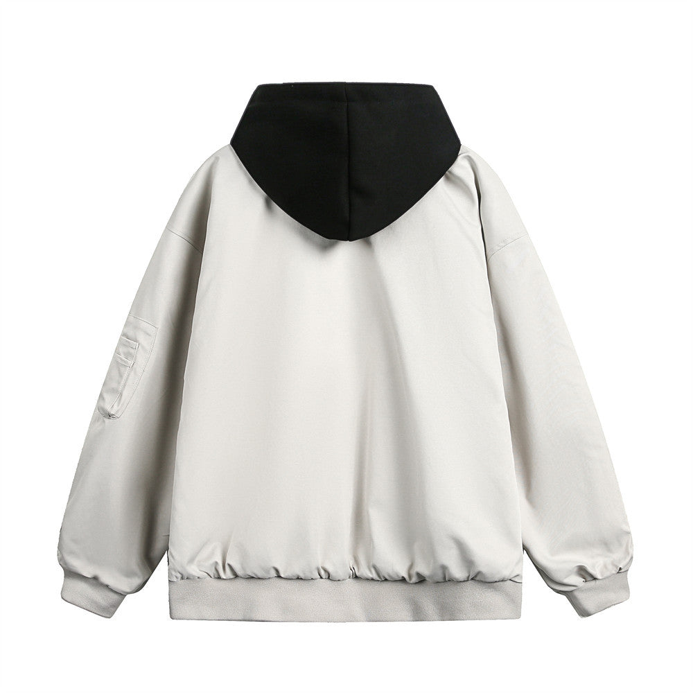 Fake two loose hooded jackets