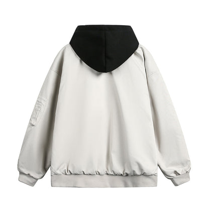 Fake two loose hooded jackets